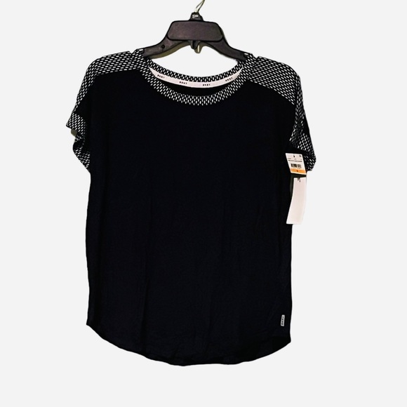 DKNY Women’s Navy Contrast-trim Pajama Shirt Top - Picture 2 of 6